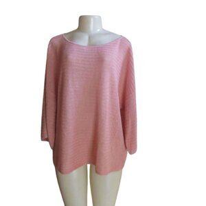 Eileen Fisher Coral Peach Split Short Sleeve Sweater Size XL